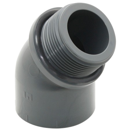 Колено переходное 45° ПВХ Hidroten 1002155, наружная резьба, d63 мм, 2"